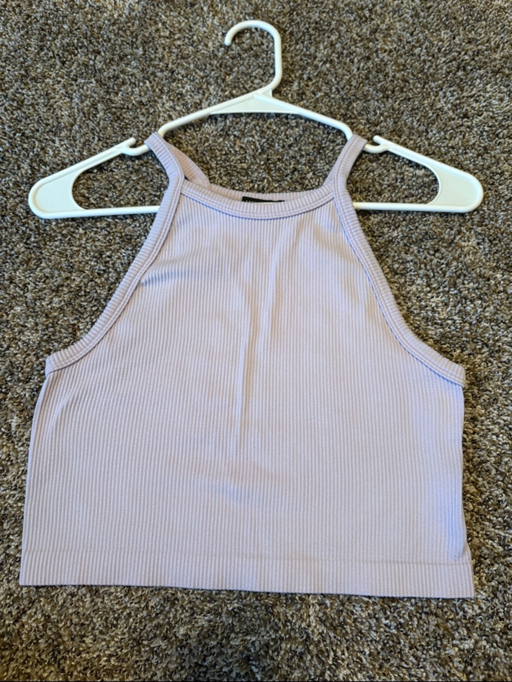 Ribbed Halter Crop Top in Light Lavender Forever 21